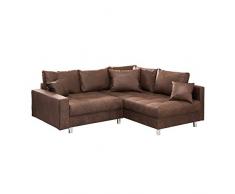 Riess Ambiente Ecksofa Kent 220cm braun Federkern inkl. Hocker und Kissen Sofa Couch Ottomane beidseitig aufbaubar