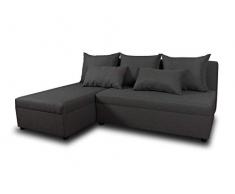 Ecksofa Pono mit Schlaffunktion - Couchgarnitur, Eckcouch, Sofa, Sofagarnitur, Bettsofa, L-Form Couch, Schlafsofa - Ottomane Universal (Dunkelgrau (Sawana 05))