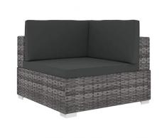 Festnight Ecksofa mit Auflagen Eckcouch mit Sitzpolster & Rückenpolster Gartenmöbel Sofagarnitur Poly Rattan Grau 70 x 70 x 52,5 cm