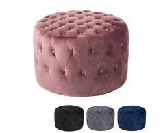 Nimara Samt Hocker | Runder Pouf | Sitzhocker in Samtstoff | Runder Puof | Fußbank in Mehreren Farben | Modernes Design (Rosa, 60)