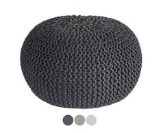 ANTARRIS Sitz-Hocker Deko-Hocker Dekohocker Fuß-Ablage Pouf Sitzpouf Sitzpuff Grobstrick Optik Ø 45 cm x 30 cm, 100% Handarbeit extra schadstofffreie Füllung - extra fest und hart Grau - Schiefer