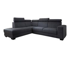 Atlantic Home Collection OLAF-L01 Sofa Olaf Ecksofa, Strukturstoff, Grau, 218.0x270.0x105 cm