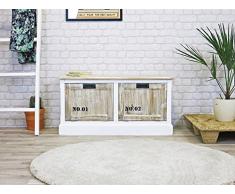 My Flair Riviera Schuhkommode/Sitzbank / Sideboard, französicher Landhausstil mit Shabby-Chic, 0784JO