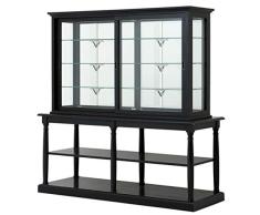 Casa Padrino Glas Vitrinen Schrank Schwarz Massivholz London Wohnzimmer Schrank Barock Jugendstil Rokoko Vitrine Ladeneinrichtung