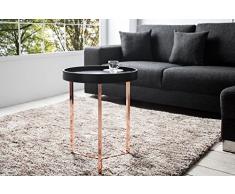 DuNord Design Beistelltisch Couchtisch TRITON 40cm schwarz kupfer Retro Design Tablett Tisch