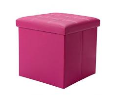 Hocker Quadratischer Stauraumhocker, Praktische Lederfußstütze, Gepolsterte Sofabank - Mit Deckel, Wohnzimmerschlafzimmer, Einzelner Stuhlstuhl - Faltbar (Farbe : Rose rot)