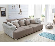 Invicta Interior Design Big Sofa Provence Landhauslook mit Vintagecharakter, große Sitzfläche, Armlehnen aus Rattan