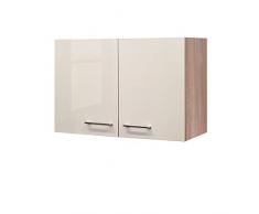 Flex-Well Hängeschrank NEPAL - Küchenschrank - 2-türig - Breite 80 cm - Creme Hochglanz/Eiche Sonoma