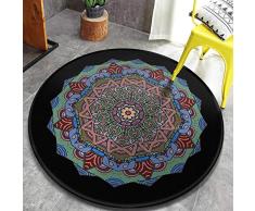 LJN_Home Teppich VintageSofa Seite Schlafzimmer Nacht rutschfeste Anti-Schmutz-Kinder-Spieldecke schwarz ethnischen Druckteppich, 140cm