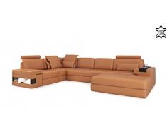 Bullhoff by Giovanni Capellini Ledersofa orange Cognac Wohnlandschaft Leder Sofa L-Form Eck Couch Ledercouch Ecksofa Designersofa mit Beleuchtung Hamburg II