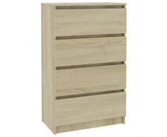 Tidyard Mehrzweckschrank Schubladenschrank Hochschrank Büroschrank Mit 4 Schubladen,Kommoden Sideboards Schreibtischcontainer schubkastenkommode Aufbewahrungsschrank 70 x 40 x 97 cm,Spanplatte
