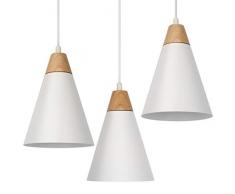 Tomons Pendelleuchte Hängeleuchte 3er-Pack kleine Pendellampe aus Holz Deckenlampe weiß für Wohnzimmer Esszimmer Restaurant