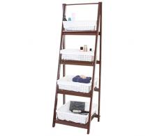 Mendler Leiterregal Tanta, Badregal Standregal Treppenregal Stufenregal, inkl. 4 Körben 175x56x50cm Walnuss