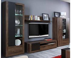 furniture24_eu Wohnwand Trass Anbauwand Wohnzimmer Set (mit beleuchutng)