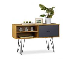 Relaxdays Sideboard Retro Design, Schublade, Metallbeine, Konsolentisch, Anrichte Vintage HBT: 62x100x38 cm, mehrfarbig