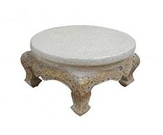 Opiumtisch Weiß Antik Look Rund Beistelltisch orientalisch asiatisch Nachttisch 30 cm Ø
