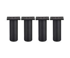 XHCP Möbelbeine ， Tischbeine 10 cm Möbelbeine, 4er-Set Aluminium-Sockel Verstellbare Schrankfüße Mattschwarz für Schranksofa Küchencouch Bücherregal