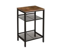 HOOBRO Beistelltisch, Telefontisch Vintage, mit 2 verstellbaren Gitterböden, einfach zu Montieren, Sofatisch für kleine Räume, Büro, Tisch für Wohnzimmer, hoch und schmal, Dunkelbraun EBF01DH01