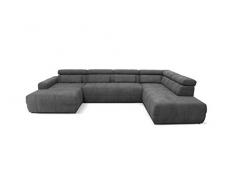 DOMO Collection Brandon Sofa | Wohnlandschaft mit Rückenfunktion in U-Form | Polsterecke Eckgarnitur | 175 x 359 x 228 cm Polstergarnitur in grau