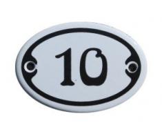 Nummer 10 mini Emaille Schild Jugendstil ca. 4,2 x 6,2 cm Türschild Zimmer Schublade Schrank Kommode Emailschild oval weiß