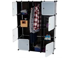 Regalsystem Sydney T307, Steckregal Garderobe Kleiderschrank, 8 Boxen je 36x36x36cm schwarz