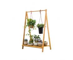 Flower Racks LUYIASI- Bambus Rattan Bodenständer 1 Tier Kreative Hängenden Bambus Wohnzimmer Falten Blume RackBalcony Wohnzimmer Blume Regal 70x38x98cm