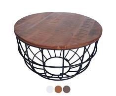 casamia Couchtisch Wohnzimmer-Tisch rund Beistelltisch Lexington ø 55 cm Metall Drahtgestell Gitter massiv Color braun - Bassano