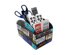 Fernbedienungshalter Commander,PU Leder, TV Kugelschreiber Remote Storage Organizer Caddy, 4 geräumige Fächer für Wohnzimmer und Büro Sofa(Vintage-2)