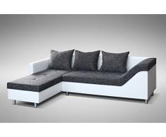 Küchen-Preisbombe Sofa Couch Ecksofa Eckcouch Sofagarnitur in Weiss/Graubraun - Lissabon 2- L