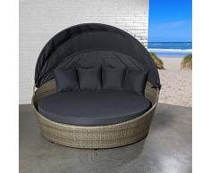 Wholesaler GmbH Poly Rattan Sonneninsel Liegeinsel Strandkorb braun Gartenmuschel Gartenmöbel
