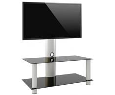 VCM TV Rack Lowboard Konsole Fernsehtisch Möbel Glastisch Tisch Mobil Rollen Schrank Bank aluminium / glas Valeni Maxi