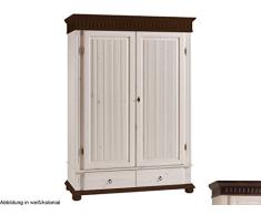 möbelando Kleiderschrank Schrank Massivholzschrank Schlafzimmerschrank Silvana I 199 cm weiß/kolonial