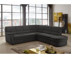 Cavadore Ecksofa Gingle mit Ottomane rechts / Sofagarnitur mit Federkern und hochwertigem Mikrofaser-Bezug in Wildlederoptik / Klassisches Design / 260 x 89 x 240 / Anthrazit