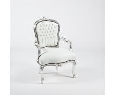Way Home Store Barocksessel Luis Silber und weißes Kunstleder 63 x 65 x 94 cm