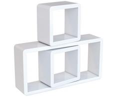 SONGMICS Wandregal Würfelregale 3er Set Cube Regal BücherRegal Belastbarkeit 15 kg, Weiß LWS102