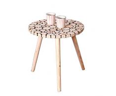 Jcnfa-Tische Beistelltisch, Holzstapel Spleißen Beistelltisch, Dreieckiger Kleiner Beistelltisch, Kleine Runde Sofa-Beistelltische, Mehrere Größen (Size : Desktop Diameter 45cm+45cm Legs)