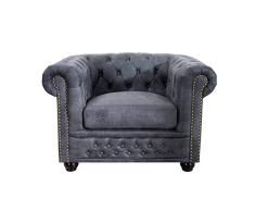 Invicta Interior Edler Chesterfield Sessel Antik Grau mit Knopfheftung Polstersessel Wohnzimmersessel
