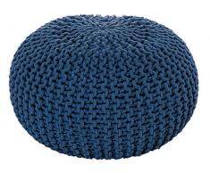 Voglrieder Sitzpouf Strickhocker Grobstrick handgeknüpft Ø 55 cm meeresblau