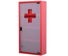 HOMCOM Edelstahl Medizinschrank Arzneischrank Erste Hilfe Schrank mit Schloss (Modell 3)