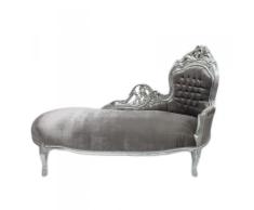 Casa Padrino Barock Chaiselongue King Grau/Silber - Möbel Wohnzimmer Liege Recamiere