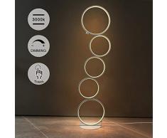 GBLY LED Dimmbar Stehlampe Modern Standleuchte 30W Touch Switch Stehleuchte Warmweiß 3000K Deckenfluter aus Aluminium 5-flammig Ringförmige Weiß Standlampe für Schlafzimmer Wohnzimmer Arbeitszimmer