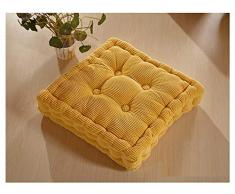 SWECOMZE Stuhlkissen Solid Color Corduroy Sitzkissen für Indoor und Outdoor Dicke Polsterung Steppkissen/Bodenkissen (Gelb, 50X50X10cm)