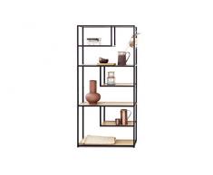 LIFA LIVING Vintage Wandschrank aus Holz und schwarzem Metall, Wandregal Industrial für Bücher Deko, Vitrinenschrank Wand Organizer, 82 x 34 x 175 cm