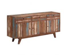 Festnight Sideboard | Vintage Kommode | Antikstil Beistellschrank | Holz Schubkastenkommode | Mit 3 Schubladen und 3 Schrankfächern | Massivholz Akazienholz 145 x 40 x 75 cm
