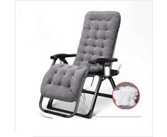 QZ HOME Stühle, Garten Liegestühle Eisenrohr+Stoff+Baumwollmatte Multifunktion Chaiselongue Liegestuhl Textoline Multi-Winkelverstellung Zusammenklappbar Kopfstütze Schwarz, Grau (Farbe : Gray)