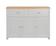Festnight Sideboard Grau 112 x 35 x 81 cm Kommode Beistellschrank Standschrank Schließfach Konsolenschrank mit 2 Schubladen und 3 Türen