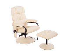 HOMCOM Kunstleder Massagesessel Relaxsessel Fernsehsessel TV Sessel mit Wärmefunktion inkl. Hocker Creme