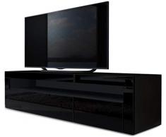 Vladon TV Board Lowboard Valencia, Korpus in Schwarz matt/Front in Schwarz Hochglanz mit Rahmen in Schwarz Hochglanz