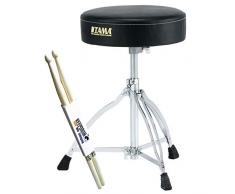 Tama HT130 Rundsitz Schlagzeug-Hocker + keepdrum Drumsticks 1 Paar