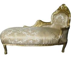Casa Padrino Barock Chaiselongue Creme Gold Muster/Gold - Recamiere Liege Barock Möbel